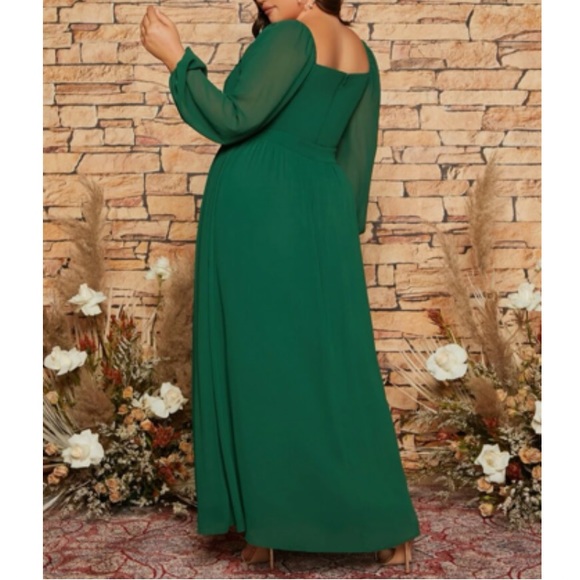 Luxe plus party bridesmaids wedding prom evening sweetheart neck satin dress - Picture 4 of 8